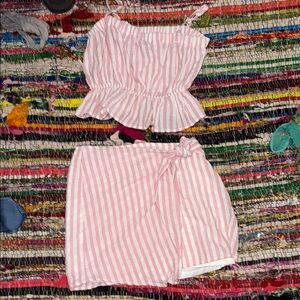 FAVLUX Pink and White Striped Set